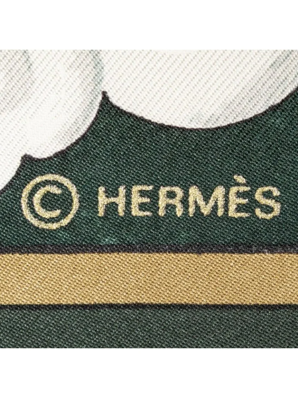Hermes Scarf Green Yellow Twill Silk